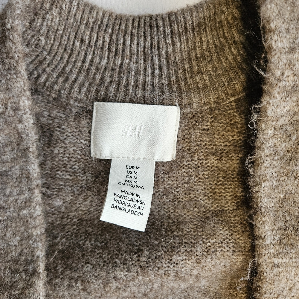 H&M Duster Cardigan Neutral Griege Brown Taupe Medium